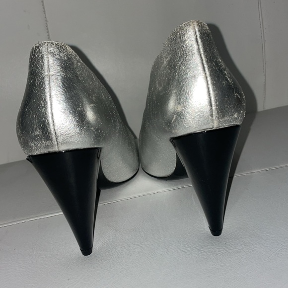 Rare silver leather Stella Luna v cut booties heels 38 - Picture 4 of 13